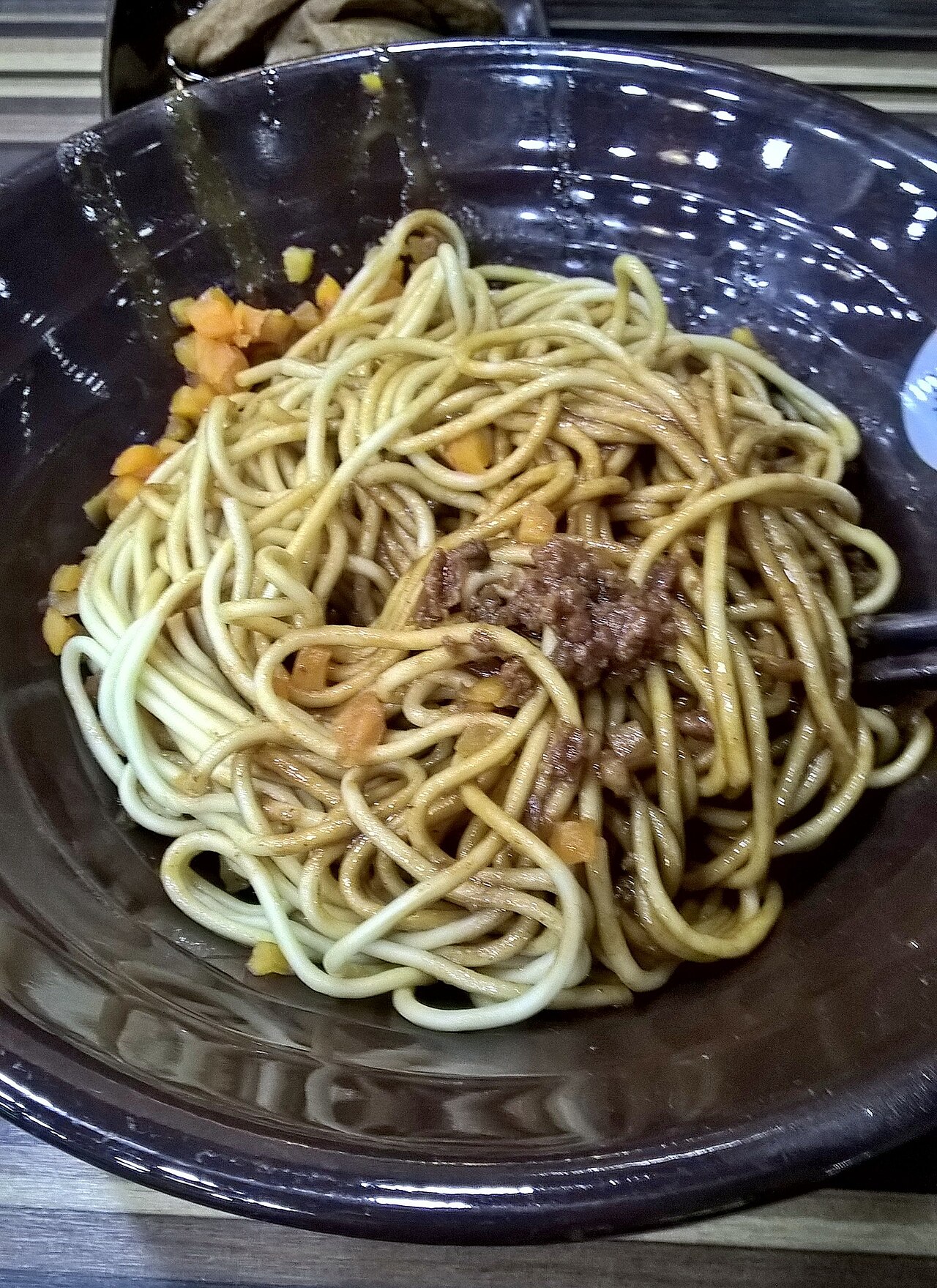 Wuhan hot dry noodles with sesame paste and diced pickles