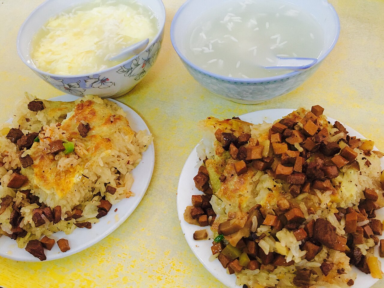 Wuhan doupi breakfast with golden wrappers, sticky rice and savory fillings
