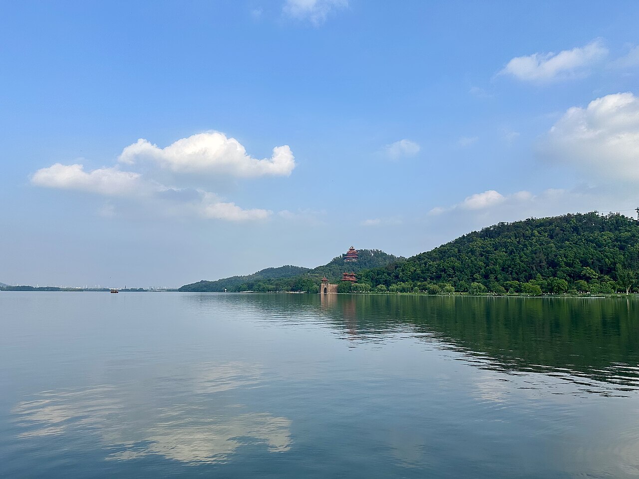 East Lake and the wooded shore of Mount Mo in Wuhan